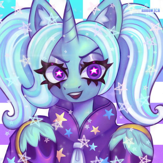 Size: 540x540 | Tagged: safe, artist:r0ronica, derpibooru import, trixie, alternate hairstyle, babysitter trixie, clothes, digital art, gameloft, hoodie, image, jpeg, my little pony: magic princess