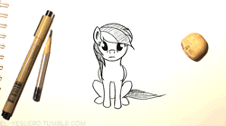 Size: 500x278 | Tagged: source needed, safe, artist:el-yeguero, derpibooru import, human, pony, animated, boop, boop rejected, breaking the fourth wall, drawing, female, fourth wall, g4, gif, hand, image, mare, marker, noseboop, paper, pencil, sketch, sketchpad