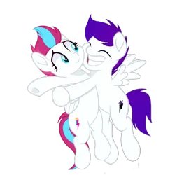 Size: 3600x3600 | Tagged: safe, artist:ramixe dash, derpibooru import, zipp storm, oc, oc:ramixe dash, pegasus, pony, g5, belly, cheek squish, female, g4, g5 to g4, generation leap, hug, image, male, mare, png, round belly, ship:ramixestorm, simple background, squishy cheeks, stallion, transparent background