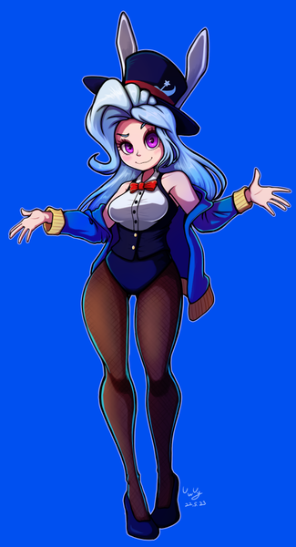 Size: 542x1000 | Tagged: safe, artist:the-park, derpibooru import, trixie, human, bunny ears, clothes, image, jersey, magician outfit, png, simple background