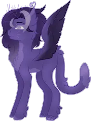 Size: 2549x3380 | Tagged: safe, artist:thecommandermiky, derpibooru import, oc, oc:miky command, unofficial characters only, pegasus, pony, cat tail, chest fluff, female, full body, image, long hair, long mane, mare, paws, pegasus oc, png, purple eyes, purple hair, simple background, spots, spread wings, tail, transparent background, wings