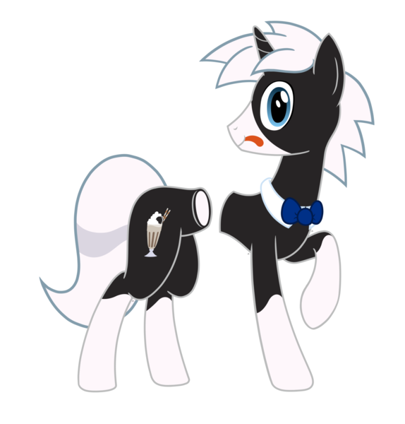 Size: 1303x1363 | Tagged: safe, artist:of-felt-and-cardboard, derpibooru import, oc, oc:creamy twist, unofficial characters only, pony, unicorn, half, horn, image, male, modular, png, raised hoof, simple background, solo, stallion, sticker, tongue out, transparent background