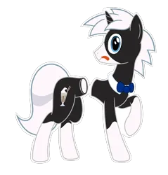 Size: 1303x1363 | Tagged: safe, artist:of-felt-and-cardboard, derpibooru import, oc, oc:creamy twist, unofficial characters only, pony, unicorn, half, horn, image, male, modular, png, raised hoof, simple background, solo, stallion, sticker, tongue out, transparent background