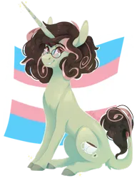 Size: 1280x1667 | Tagged: safe, artist:pixelberrry, derpibooru import, oc, oc:chai, pony, ambiguous gender, glasses, image, png, pride, pride flag, solo, transgender pride flag