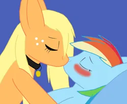 Size: 1280x1051 | Tagged: artist needed, source needed, safe, derpibooru import, applejack, rainbow dash, earth pony, semi-anthro, ask sexy applejack, appledash, blushing, collar, duo, female, g4, image, kissing, lesbian, png, shipping