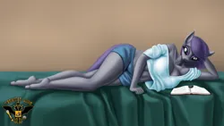 Size: 7680x4320 | Tagged: suggestive, artist:tsaritsaluna, derpibooru import, maud pie, anthro, earth pony, bed, book, boulder (g4), breasts, cleavage, clothes, female, image, lying down, pajamas, png, solo, solo female