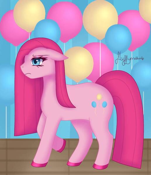 Size: 815x945 | Tagged: safe, artist:fluffymothmlp, derpibooru import, pinkie pie, earth pony, balloon, female, g4, image, jpeg, pinkamena diane pie, solo