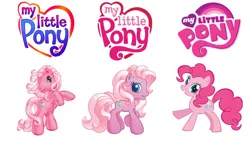 Size: 827x465 | Tagged: safe, derpibooru import, pinkie pie, pinkie pie (g3), earth pony, pony, g3, female, g3.5, g4, image, jpeg, my little pony logo, simple background, white background