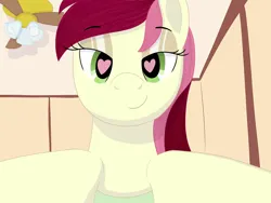 Size: 4000x3000 | Tagged: safe, artist:everfreeemergencies, ponerpics import, roseluck, earth pony, pony, eyebrows visible through hair, female, heart eyes, image, lidded eyes, looking at you, looking down, looking down at you, mare, offscreen character, png, pov, smiling, solo, wingding eyes