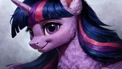 Size: 1920x1080 | Tagged: safe, ai content, derpibooru import, machine learning generated, prompter:truekry, stable diffusion, twilight sparkle, alicorn, pony, cheek fluff, cute, ear fluff, fluffy, g4, generator:pony diffusion v6 xl, image, png, solo, wallpaper