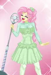 Size: 2835x4096 | Tagged: safe, artist:lennondash, derpibooru import, fluttershy, human, equestria girls, equestria girls series, so much more to me, beautiful, big breasts, breasts, busty fluttershy, clothes, cute, dress, eyes closed, eyeshadow, female, fluttershy day, g4, hairpin, happy, image, jpeg, makeup, microphone, open mouth, open smile, ponytail, pride, proud, sexy, shyabetes, singing, smiling, solo, solo female, stupid sexy fluttershy