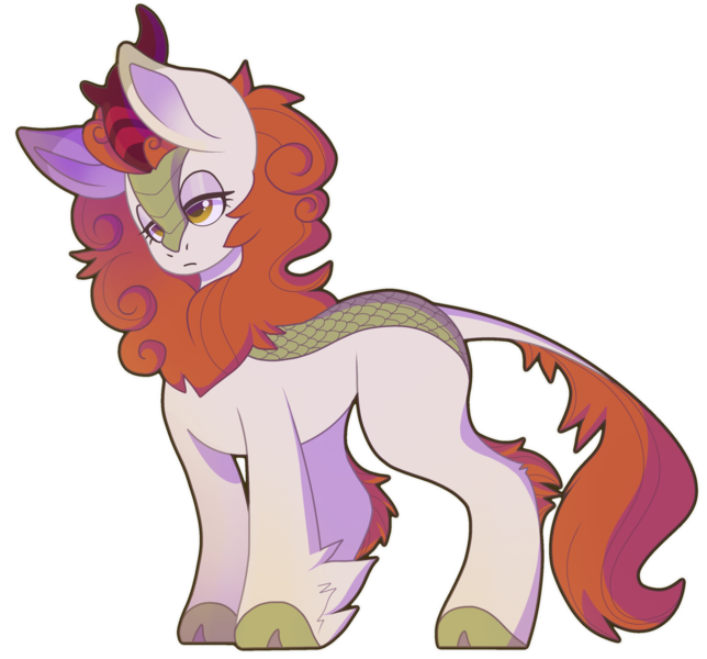 Size: 2754x2566 | Tagged: safe, artist:diiscoo, derpibooru import, autumn blaze, kirin, bored, concave belly, image, lidded eyes, png, simple background, sleepy, solo, transparent background