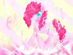 Size: 640x480 | Tagged: safe, artist:daleeny, derpibooru import, pinkie pie, earth pony, pony, colored pupils, image, png, solo, streamers
