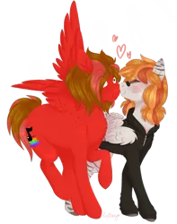 Size: 1280x1622 | Tagged: safe, artist:pixelberrry, derpibooru import, oc, unofficial characters only, pegasus, pony, clothes, female, hoodie, image, kissing, mare, png, simple background, transparent background