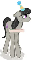 Size: 929x1689 | Tagged: safe, artist:youssoupoff, derpibooru import, octavia melody, earth pony, pony, 4chan, female, floppy ears, g4, hat, image, mare, party hat, png, ponified animal photo, requested art, simple background, solo, tail, white background