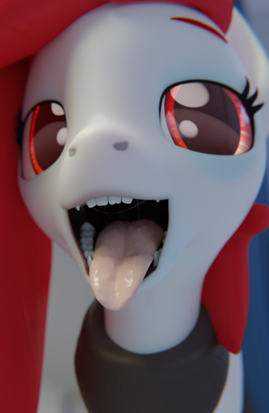 Size: 2500x3840 | Tagged: suggestive, artist:azerta56, derpibooru import, oc, oc:seraphine night, unofficial characters only, earth pony, pony, 3d, 3d model, blender, drool, drool string, female, g4, image, looking at you, maw, mawshot, open mouth, oral invitation, png, salivating, slimy, solo, solo female, tongue out