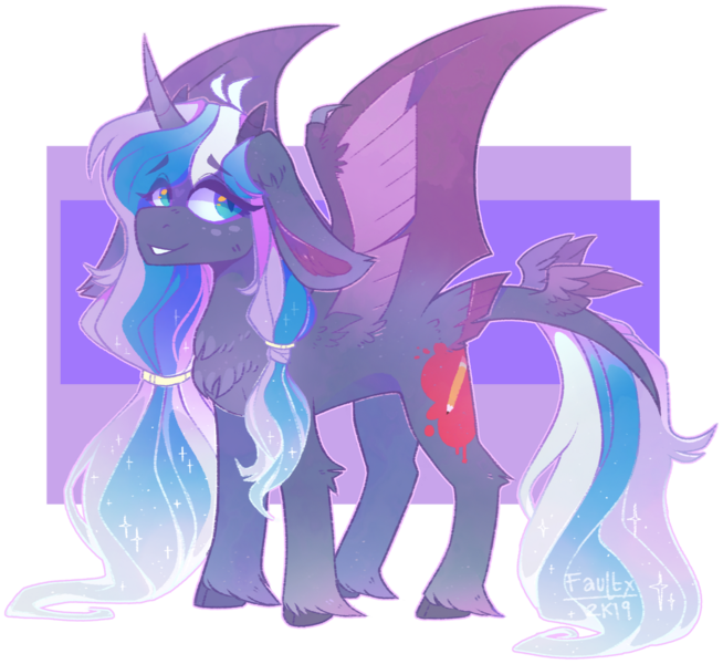 Size: 1280x1175 | Tagged: safe, artist:faultx, derpibooru import, oc, oc:moonlight melody (wallvie), alicorn, pony, bat wings, female, image, mare, png, solo, tail wings, wings