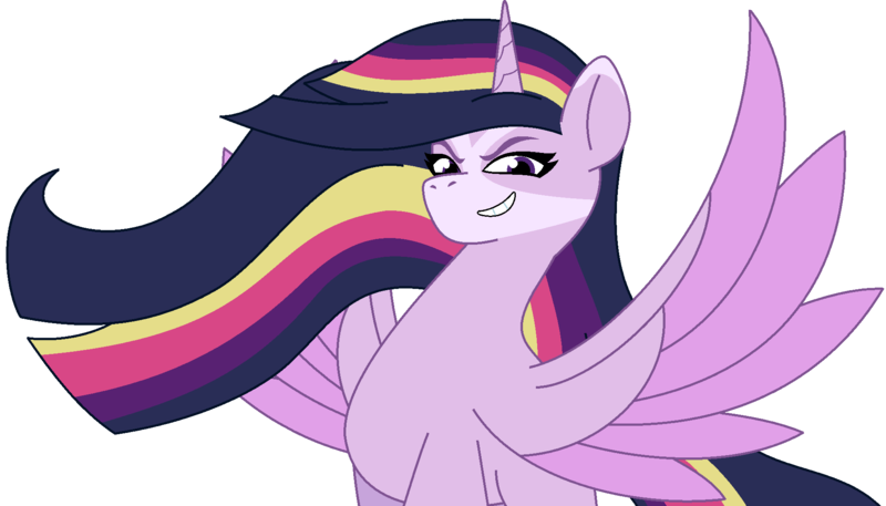 Size: 1903x1086 | Tagged: safe, artist:westrail642fan, derpibooru import, edit, twilight sparkle, alicorn, pony, g5, my little pony: tell your tale, corrupted twilight sparkle, facial markings, image, png, simple background, spread wings, style emulation, transparent background, wings