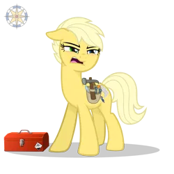 Size: 4000x4000 | Tagged: safe, artist:r4hucksake, derpibooru import, oc, oc:steam whistle, earth pony, pony, absurd resolution, female, hammer, image, mare, png, simple background, solo, toolbox, transparent background