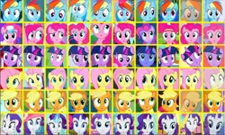 Size: 2352x1414 | Tagged: safe, artist:pogfanatic75, derpibooru import, edit, edited screencap, screencap, applejack, fluttershy, pinkie pie, rainbow dash, rarity, twilight sparkle, earth pony, pegasus, pony, unicorn, bust, female, g4, horn, image, jpeg, mane six