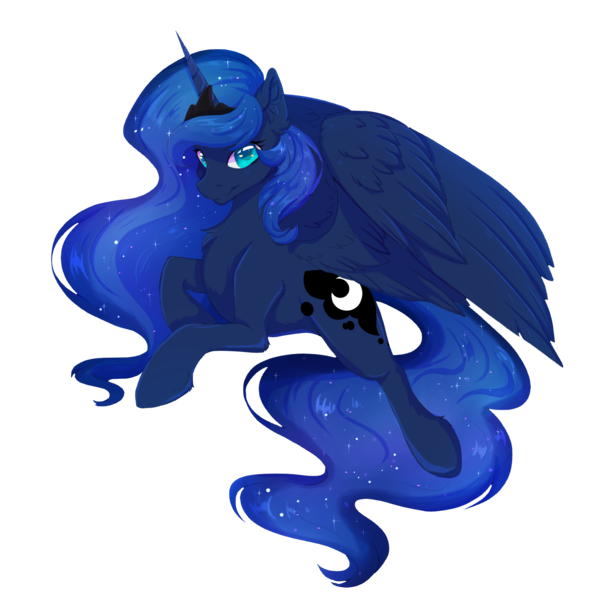 Size: 1500x1500 | Tagged: safe, alternate version, artist:serenity, derpibooru import, princess luna, alicorn, butt, chest fluff, concave belly, cute, female, g4, image, looking at you, moonbutt, png, pretty, raised hoof, simple background, solo, sparkles, transparent background, wingding eyes, wings