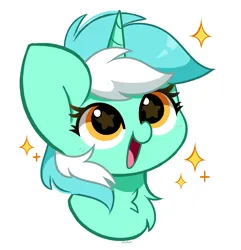 Size: 3453x3587 | Tagged: safe, artist:kittyrosie, derpibooru import, lyra heartstrings, pony, unicorn, bust, chest fluff, g4, horn, image, png, portrait, simple background, smiling, solo, sparkles, starry eyes, white background, wingding eyes
