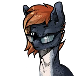 Size: 700x700 | Tagged: artist needed, safe, oc, oc:salmy, hybrid, merpony, female, freckles, glasses, image, lidded eyes, looking at you, pale belly, png, simple background, solo, transparent background