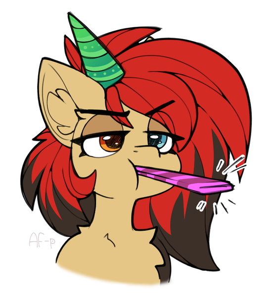 Size: 893x957 | Tagged: safe, artist:airfly-pony, derpibooru import, oc, oc:lya the shaikan, pegasus, 2024, bust, female, happy birthday, hat, image, looking to the right, party hat, png, portrait, sideways glance