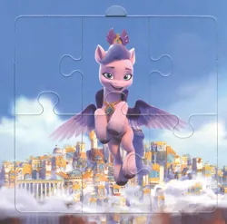 Size: 1213x1197 | Tagged: safe, derpibooru import, official, queen haven, pegasus, g5, my little pony: make your mark, 3d, book, cloud, cyrillic, flying, image, jpeg, looking at you, merchandise, puzzle, russia, russian, smiling, smiling at you, zephyr heights