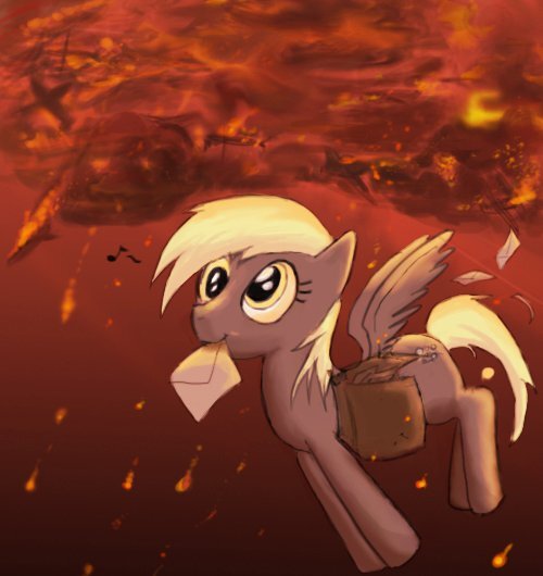 Size: 500x530 | Tagged: safe, artist:valiumangel, derpibooru import, derpy hooves, pegasus, pony, apocalypse, female, g4, image, jpeg, letter, mare, solo