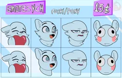 Size: 3600x2324 | Tagged: safe, artist:joaothejohn, derpibooru import, pony, blushing, bruh, commission, cute, emoji, emotes, expressions, furry, heart, image, lidded eyes, open mouth, png, poggers, shy, simple background, smiling, solo, text, your character here
