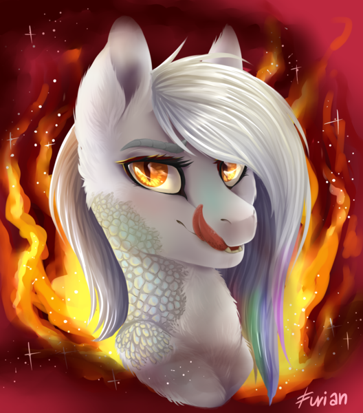 Size: 5113x5809 | Tagged: safe, artist:wallvie, derpibooru import, oc, dracony, dragon, hybrid, absurd resolution, bust, countershading, fire, image, png, portrait, solo