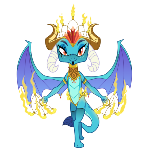 Size: 900x900 | Tagged: safe, artist:queencold, derpibooru import, princess ember, dragon, crown, dragoness, female, fire, image, jewelry, looking at you, png, regalia, simple background, smiling, smiling at you, solo, spread wings, transparent background, wings