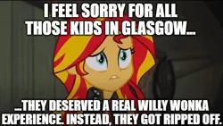 Size: 665x375 | Tagged: safe, derpibooru import, edit, edited screencap, editor:lord you know who, screencap, sunset shimmer, equestria girls, equestria girls series, charlie and the chocolate factory, g4, glasgow, image, png, scotland, willy wonka, willy wonka and the chocolate factory