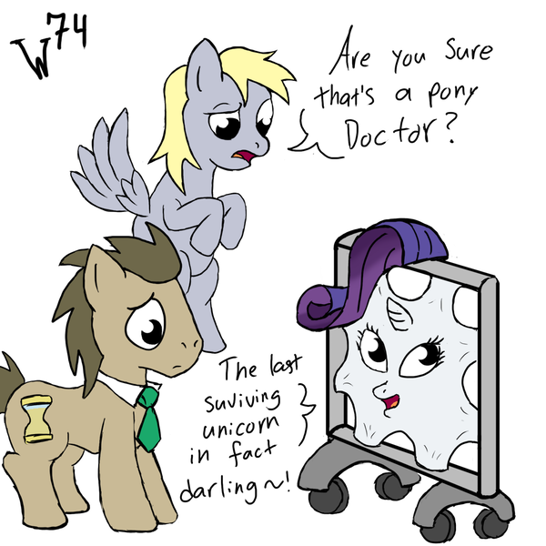 Size: 1000x1000 | Tagged: safe, artist:wolferahm, derpibooru import, edit, editor:princess-paige-place-of-fun, derpy hooves, doctor whooves, rarity, time turner, earth pony, pegasus, pony, unicorn, colored, confused, dialogue, doctor who, female, flying, g4, horn, image, lady cassandra, male, mare, necktie, png, simple background, smiling, spread wings, stallion, wat, white background, wings