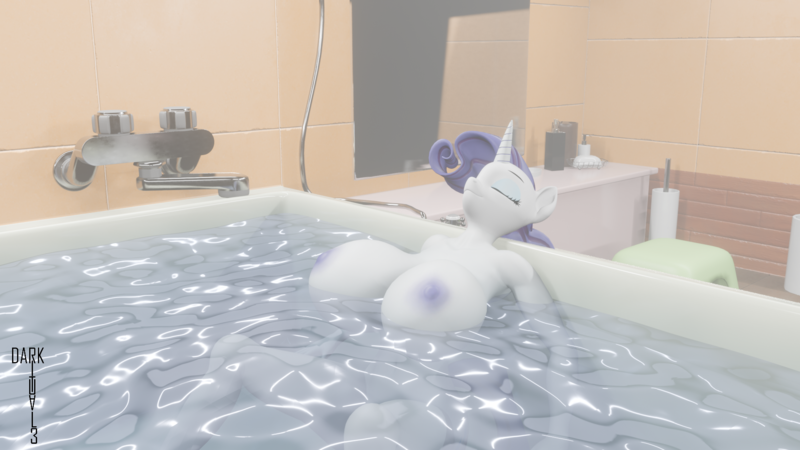 Size: 1920x1080 | Tagged: questionable, artist:darkritual3, derpibooru import, rarity, unicorn, 3d, bath, bathtub, big breasts, blender, breasts, busty rarity, derpibooru exclusive, eyes closed, female, horn, huge breasts, image, nipples, nudity, png, relaxing, sauna, smiling, solo, solo female, steam