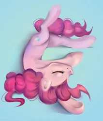 Size: 3497x4096 | Tagged: safe, artist:skeesla, derpibooru import, pinkie pie, earth pony, pony, blue background, cute, diapinkes, eyes closed, female, g4, high res, image, jpeg, mare, simple background, sleeping, solo, upside down