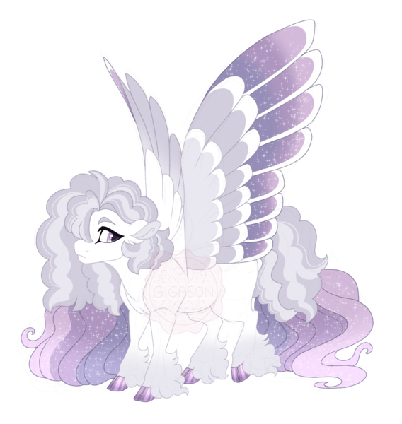 Size: 3600x3800 | Tagged: safe, artist:gigason, derpibooru import, oc, oc:silver sky, unofficial characters only, pegasus, pony, cloven hooves, colored wings, female, image, magical lesbian spawn, mare, multicolored wings, obtrusive watermark, offspring, parent:inky rose, parent:princess celestia, png, simple background, solo, transparent background, unshorn fetlocks, watermark, wings