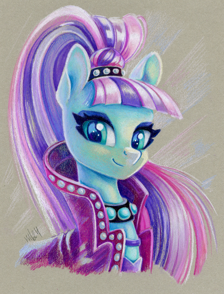 Size: 913x1200 | Tagged: safe, artist:maytee, derpibooru import, coloratura, earth pony, pony, bust, clothes, countess coloratura, g4, image, png, portrait, smiling, solo, traditional art