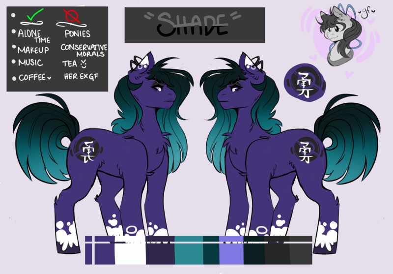 Size: 5600x3900 | Tagged: safe, artist:dejji_vuu, derpibooru import, oc, oc:shade, earth pony, pony, female, image, mare, png, reference sheet, solo