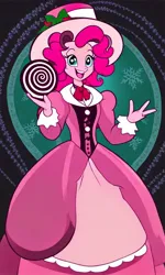 Size: 768x1280 | Tagged: safe, artist:cartoonmasterv3, derpibooru import, pinkie pie, anthro, caroling, image, jpeg, solo, victorian