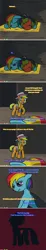 Size: 513x2815 | Tagged: source needed, grimdark, artist:claireannecarr, derpibooru import, applejack, rainbow dash, oc, oc:maplejack, earth pony, pegasus, ask maplejack, bandage, blood, comic, g4, hat, image, jpeg