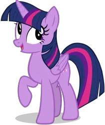 Size: 1812x2152 | Tagged: safe, artist:zslnews, derpibooru import, twilight sparkle, alicorn, pony, female, g4, image, open mouth, open smile, png, raised hoof, simple background, smiling, solo, transparent background, vector