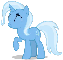 Size: 1280x1212 | Tagged: safe, artist:zslnews, derpibooru import, trixie, pony, unicorn, eyes closed, female, g4, horn, image, png, raised hoof, simple background, smiling, solo, transparent background, vector