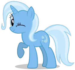 Size: 2308x2152 | Tagged: safe, alternate version, artist:zslnews, derpibooru import, trixie, pony, unicorn, female, g4, horn, image, looking at you, one eye closed, png, raised hoof, simple background, smiling, solo, transparent background, vector, wink, winking at you