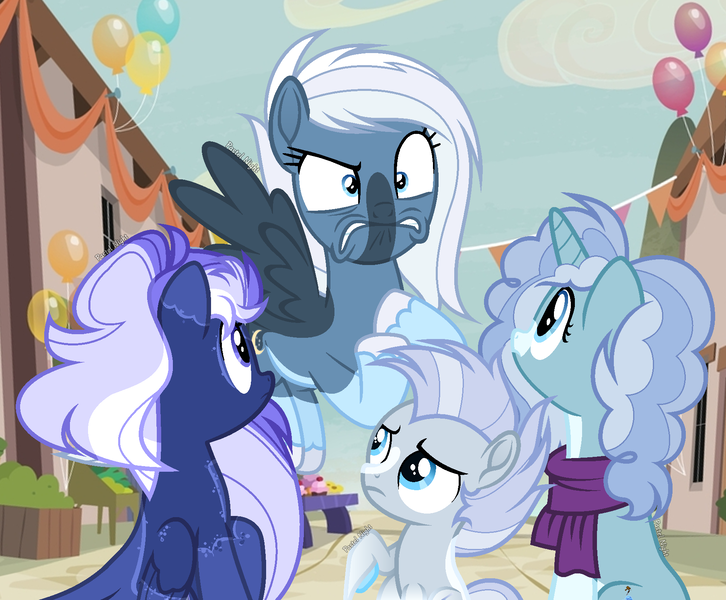 Size: 1806x1492 | Tagged: safe, artist:pastelnightyt, derpibooru import, oc, oc:diamond sky, oc:frost festival, oc:midnight snowfall, oc:winter wind, unofficial characters only, pegasus, pony, unicorn, colt, female, foal, half-siblings, horn, image, male, mare, offspring, parent:double diamond, parent:night glider, parent:party favor, png