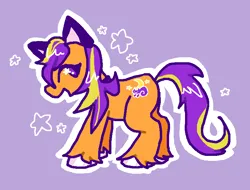 Size: 754x574 | Tagged: safe, artist:toaestt, derpibooru import, pumpkin tart, earth pony, pony, g3, cat ears, female, image, open mouth, png, purple background, shiny hoof, simple background, smiling, solo