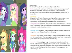 Size: 3355x2481 | Tagged: safe, artist:amateur-draw, derpibooru import, edit, edited screencap, screencap, applejack, fluttershy, pinkie pie, rainbow dash, rarity, sci-twi, twilight sparkle, equestria girls, clothes, female, g4, humane five, humane six, image, implied messing, implied mud, implied mud bath, implied scat, implied wet and messy, implied wetting, messing q&a, png, skirt