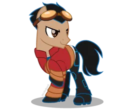 Size: 1543x1362 | Tagged: safe, artist:muhammad yunus, derpibooru import, ponified, earth pony, pony, base used, clothes, crossover, generator rex, gloves, goggles, goggles on head, image, jacket, pants, png, rex salazar, shirt, shoes, simple background, solo, t-shirt, transparent background