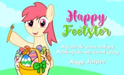 Size: 1074x650 | Tagged: safe, ponerpics import, insect, pony, ants, basket, card, easter, easter basket, easter egg, feet, female, holiday, image, png, ponerpics exclusive, wat